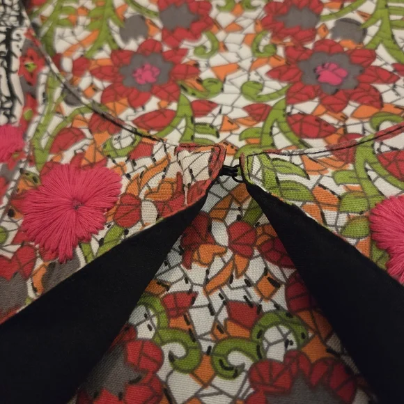 CHOICES Boho Artsy Abstract Cotton Embroidered Open Front Cardigan Women's SZ XL - Picture 10 of 14